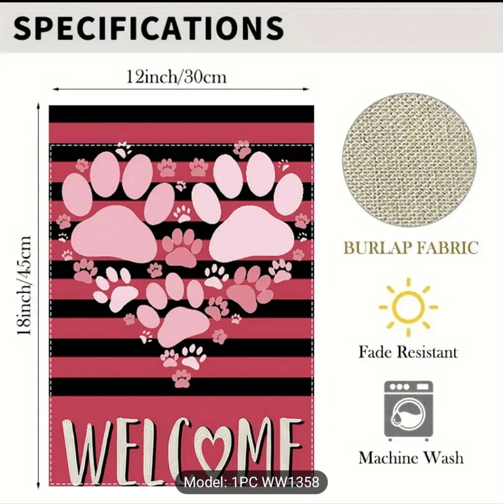 Any 2 Fer $12 - Pink and Black Striped Welcome Flag - Picture 4 of 4